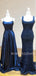 Navy Blue  Long Evening Prom Dresses, Cheap Custom Prom Dresses, MR7592