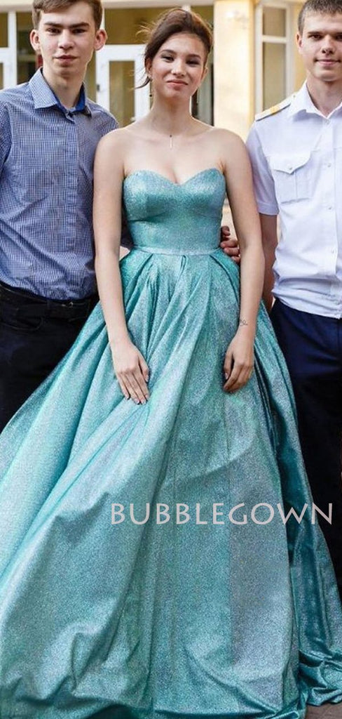 Ball Gown Sparkly A-Line Backless Long Evening Prom Dresses, Cheap Custom Prom Dress, MR7611