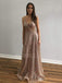 V-neck A-line Sequin Long Evening Prom Dresses, Cheap Custom Prom Dress, MR7621