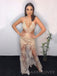 Sexy See Through Chanpagne Tulle Appliques Long Evening Prom Dresses, Custom Prom Dress, MR8490