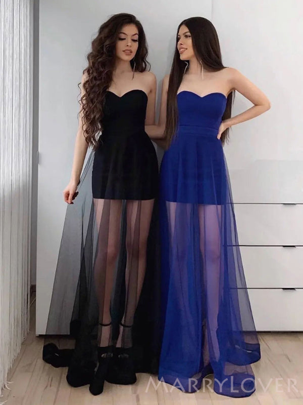 Sexy Tulle Strapless Long Evening Prom Dresses, Custom Sweet Heart Prom Dress, MR8494