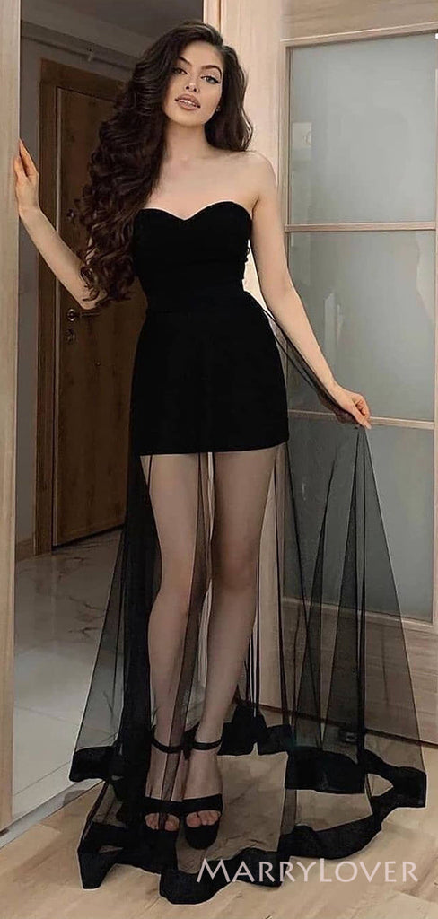Sexy Tulle Strapless Long Evening Prom Dresses, Custom Sweet Heart Prom Dress, MR8494
