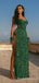 Mermaid Sequin Spaghetti Straps Long Evening Prom Dresses, Custom High Slit Prom Dress, MR8499