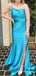 One Shoulder Satin Long Evening Prom Dresses, Custom Mermaid Prom Dress, MR8559