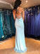 Mermaid Spaghetti Straps Satin Long Evening Prom Dresses, Custom Prom Dress, MR8630