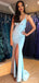 Mermaid Spaghetti Straps Satin Long Evening Prom Dresses, Custom Prom Dress, MR8630