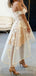 Off Shoulder Champagne Organza Appliques Short Evening Prom Dresses, Custom Homecoming Dress, MR8669