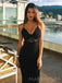 Mermaid Black Spaghett Straps Long Evening Prom Dresses, Custom prom Dress, MR8734