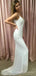 Mermaid White Sequins V-neck Long Evening Prom Dresses, Custom Spaghetti Straps Prom Dress, MR8785