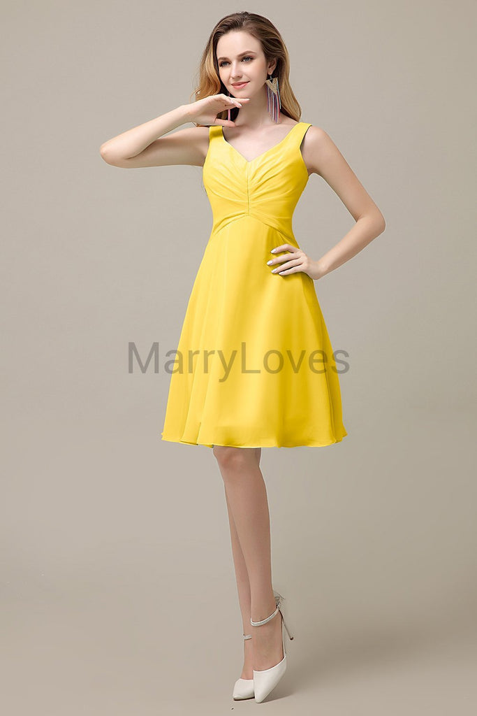 Simple V-Neck Chiffon Bridesmaid Dresses