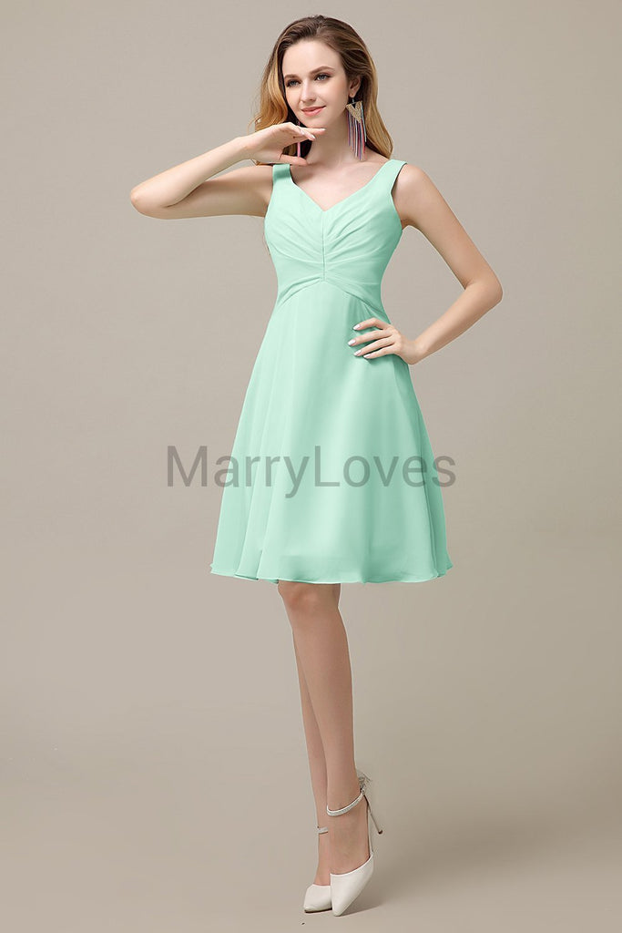 Simple V-Neck Chiffon Bridesmaid Dresses
