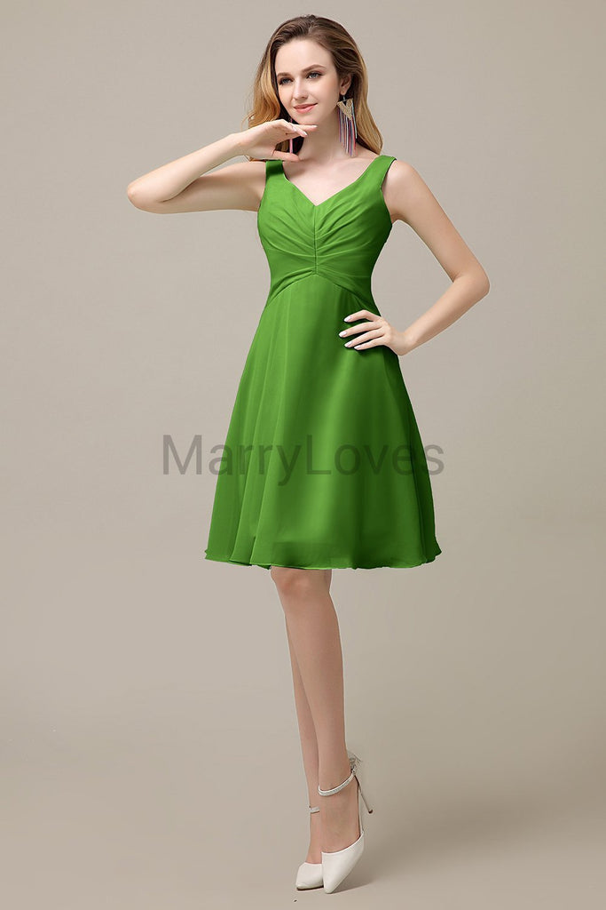 Simple V-Neck Chiffon Bridesmaid Dresses