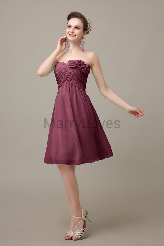 Pleated Sweetheart Chiffon Bridesmaid Dresses
