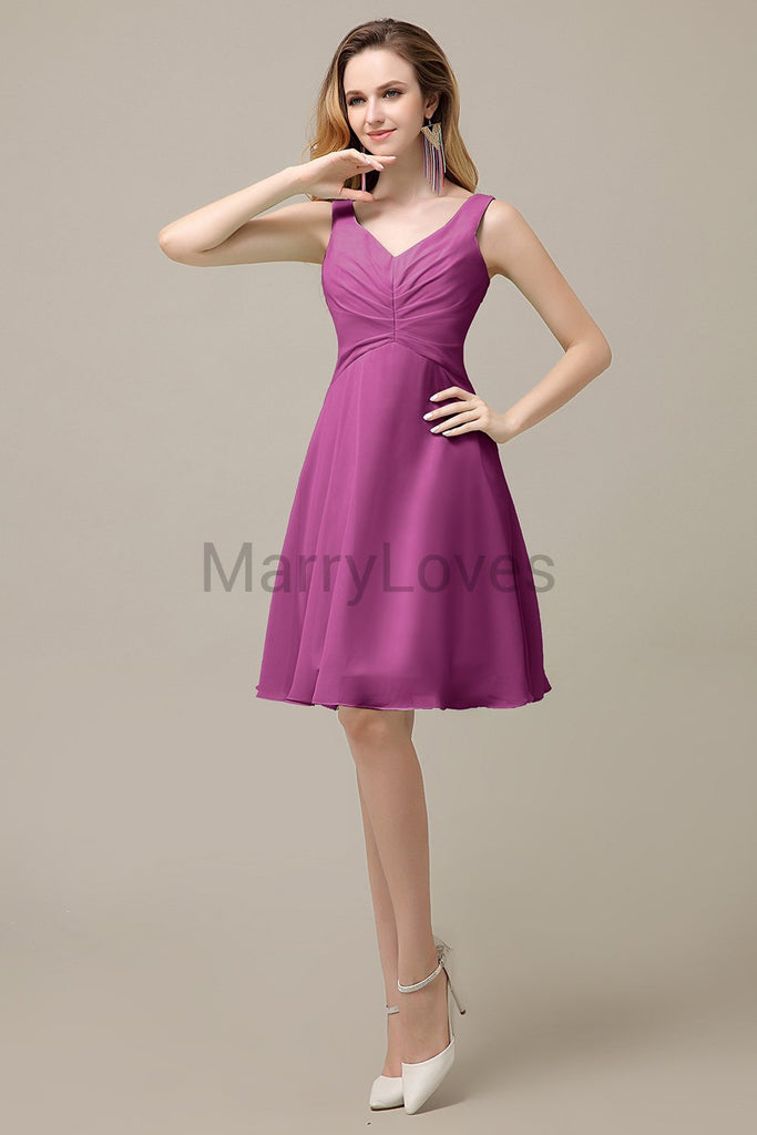 Simple V-Neck Chiffon Bridesmaid Dresses