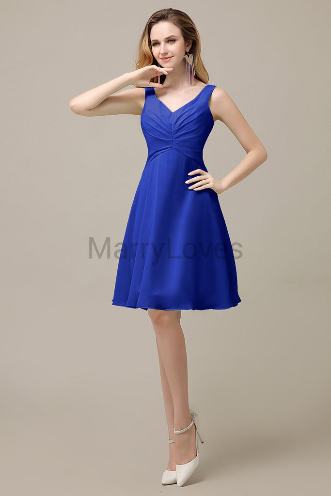Simple V-Neck Chiffon Bridesmaid Dresses