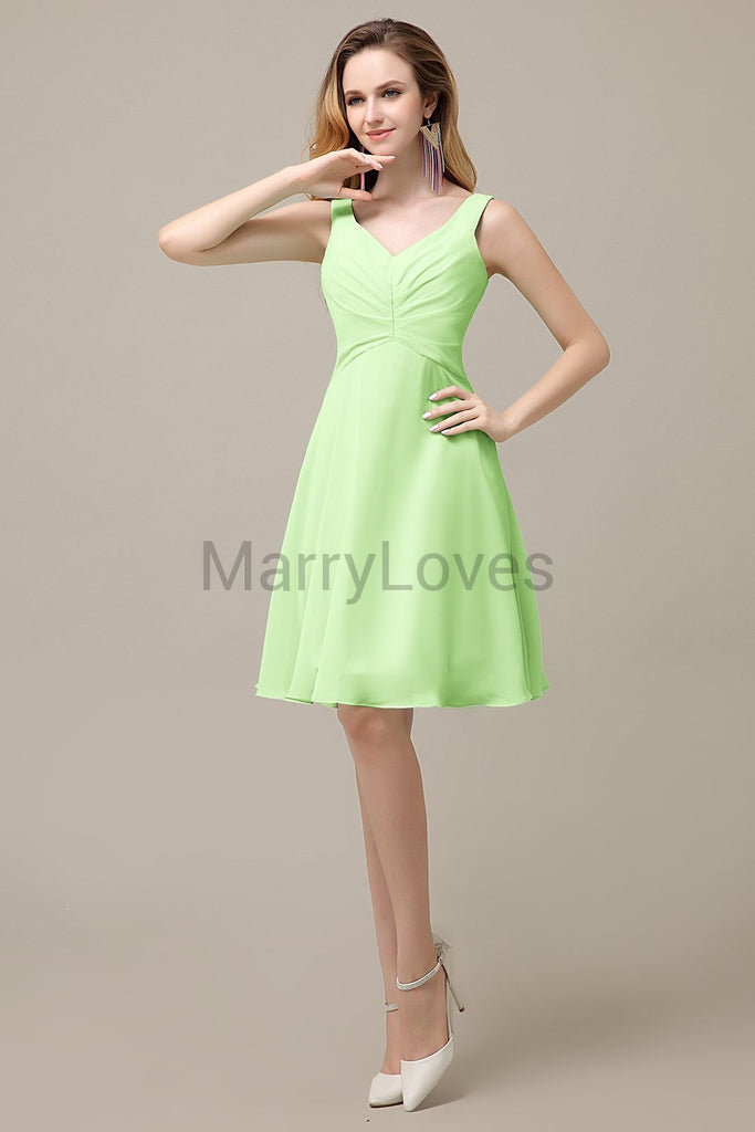 Simple V-Neck Chiffon Bridesmaid Dresses
