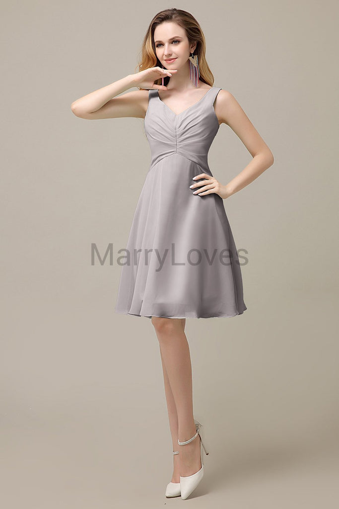 Simple V-Neck Chiffon Bridesmaid Dresses