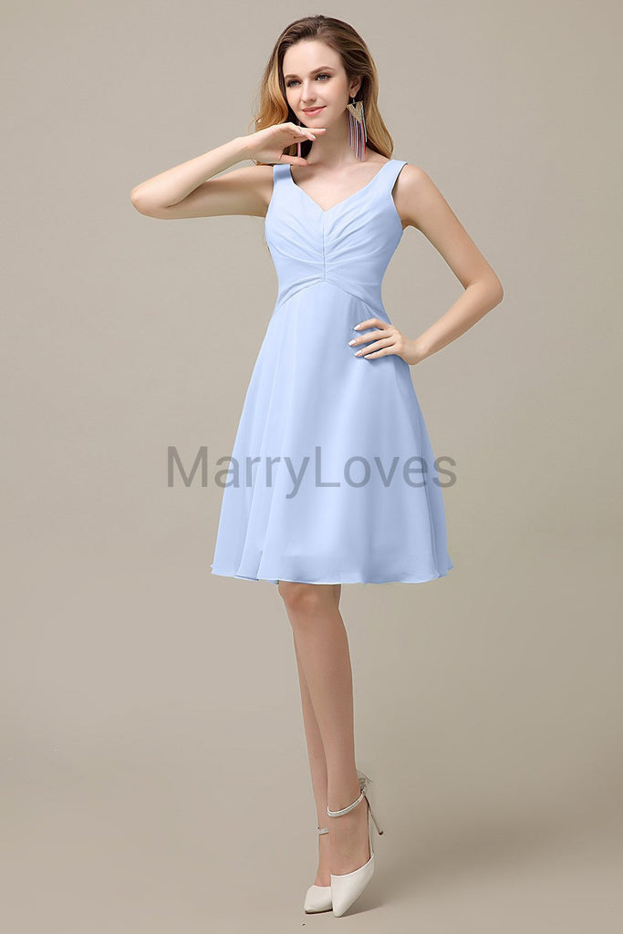 Simple V-Neck Chiffon Bridesmaid Dresses
