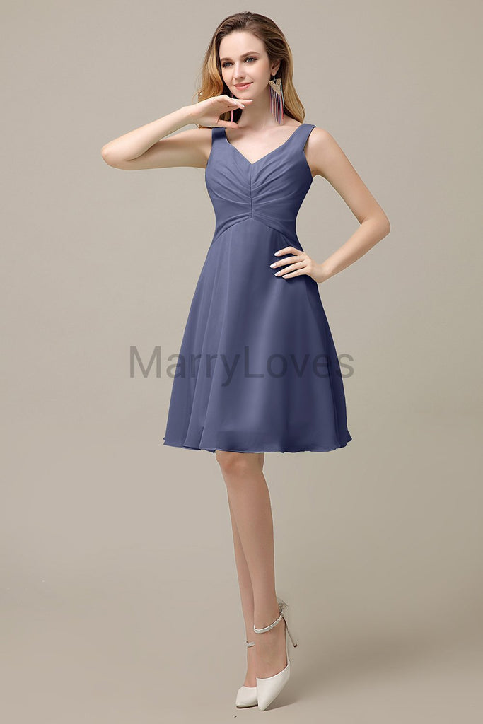 Simple V-Neck Chiffon Bridesmaid Dresses