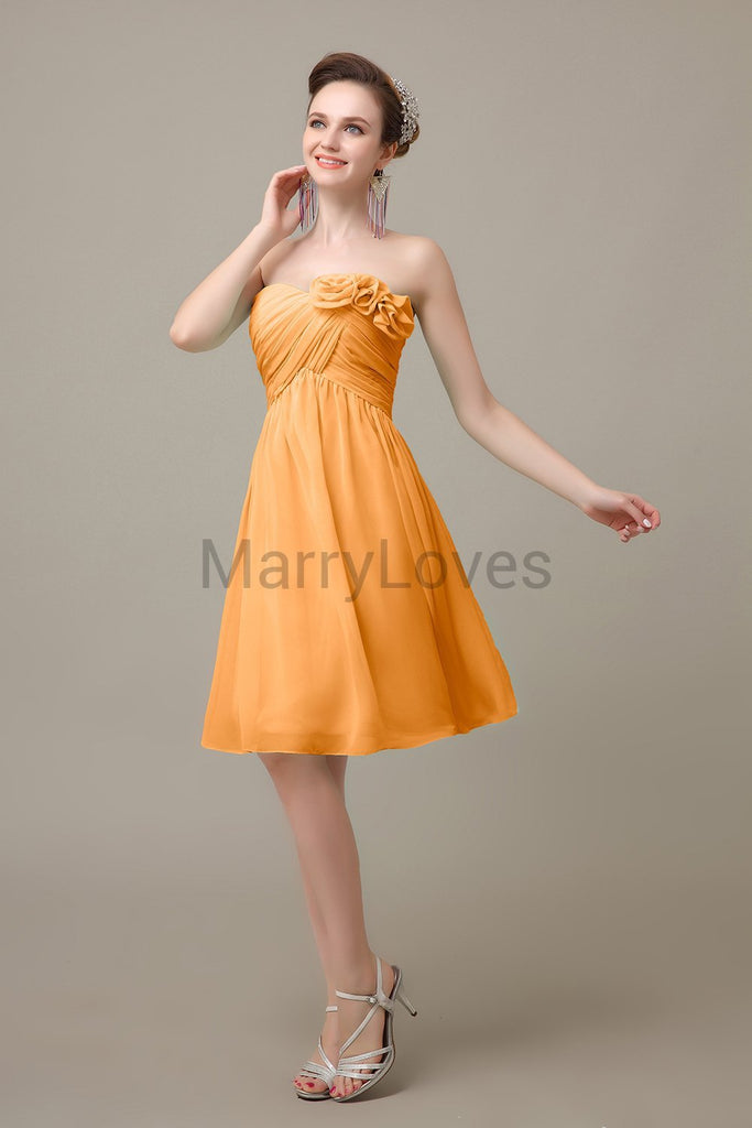 Pleated Sweetheart Chiffon Bridesmaid Dresses