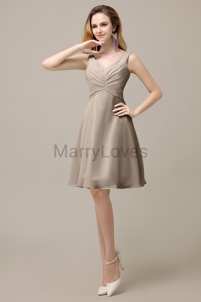 Simple V-Neck Chiffon Bridesmaid Dresses