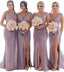 Deep V-neck Side Slit Cheap Custom Bridesmaid Dresses , MRB0038