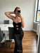 Beautiful Black Satin Mermaid Long Sweetheart Evening Prom Dresses, MR0017