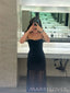 Sweetheart Black Chifffon Long Evening Prom Dresses Strapless, MR0022