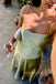 Lovely Green Satin Spaghetti Straps Long Evening Prom Dresses, MR0031