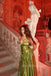Formal Green Satin A-line Straps Long Evening Prom Dresses, MR0033