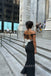 Off Shoulder Black Mermaid Backless Long Evening Prom Dresses, MR0034