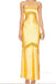 Simple Strapless Gold Satin Mermaid Long Evening Prom Dresses, MR0035