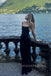 Popupar Strapless Black Satin Mermaid Long Evening Prom Dresses, MR0040