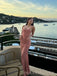 Mermaid Side Slit Spaghetti Straps Chiffon Long Backless Evening Prom Dresses, MR0041