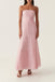 Pink Tulle Strapless Long Evening Prom Dresses A-line, MR0045