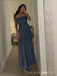 Dusty Blue Chiffon Strapless Long Evening Prom Dresses, MR0052