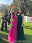 Elegant A-line Tulle Long Evening Prom Dresses, MR0057