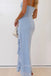 Side Slit Blue Chiffon Spaghetti Straps Long Mermaid Evening Prom Dresses, MR0058