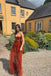 Sweetheart Rust Tulle Lace High Slit Long Evening Prom Dresses, MR0065