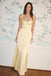 Formal Light Yellow Mermaid Straps Long Evening Prom Dresses, MR0067
