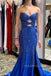 Unique Royal Blue Sparkly Mermaid Long Evening Prom Dresses, Sweetheart Prom Dress, MR0077