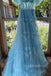 Lovely Blue Tulle A-line Long Evening Prom Dresses, MR0078