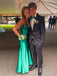 Backless Green V-neck Mermaid Long Evening Prom Dresses, MR0108