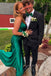 Backless Green V-neck Mermaid Long Evening Prom Dresses, MR0108