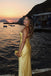Sexy Spaghetti Straps Gold Satin Long Evening Prom Dresses, MR0121