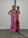Sweetheart Side Slit Beaded Satin Mermaid Long Evening Prom Dresses, MR0143