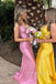 V-neck Mermaid Sparkly Long Evening Prom Dresses, Side Slit Prom Dress, MR0146