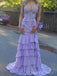 Elegant Purple Chiffon Appliques V-neck Long Evening Prom Dresses, Mermaid Prom Dress, MR0155