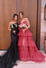 Formal A-line Tulle Spaghetti Straps V-neck Long Evening Prom Dresses, MR0163