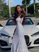Deep V-neck White Sequins Mermaid Long Evening Prom Dresses, V-back Prom Dress, MR0167